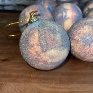 Vtg 12  Angels Decoupage Crystal Finish Christmas Ball 3D Reflective Ornaments